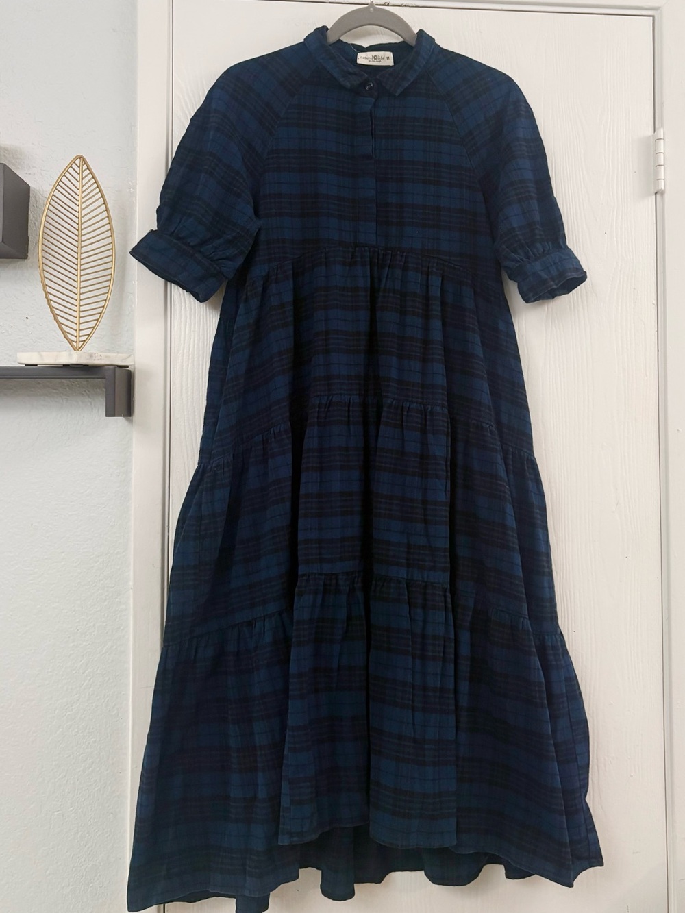 NATURAL LIFE Rebecca Tiered Cotton Blend Flannel Women’s Midi Dress Size M - Picture 2 of 12